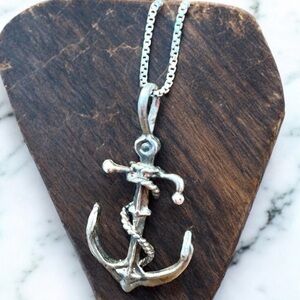 ⚓️ 3D Sterling Silver Anchor Pendant Necklace